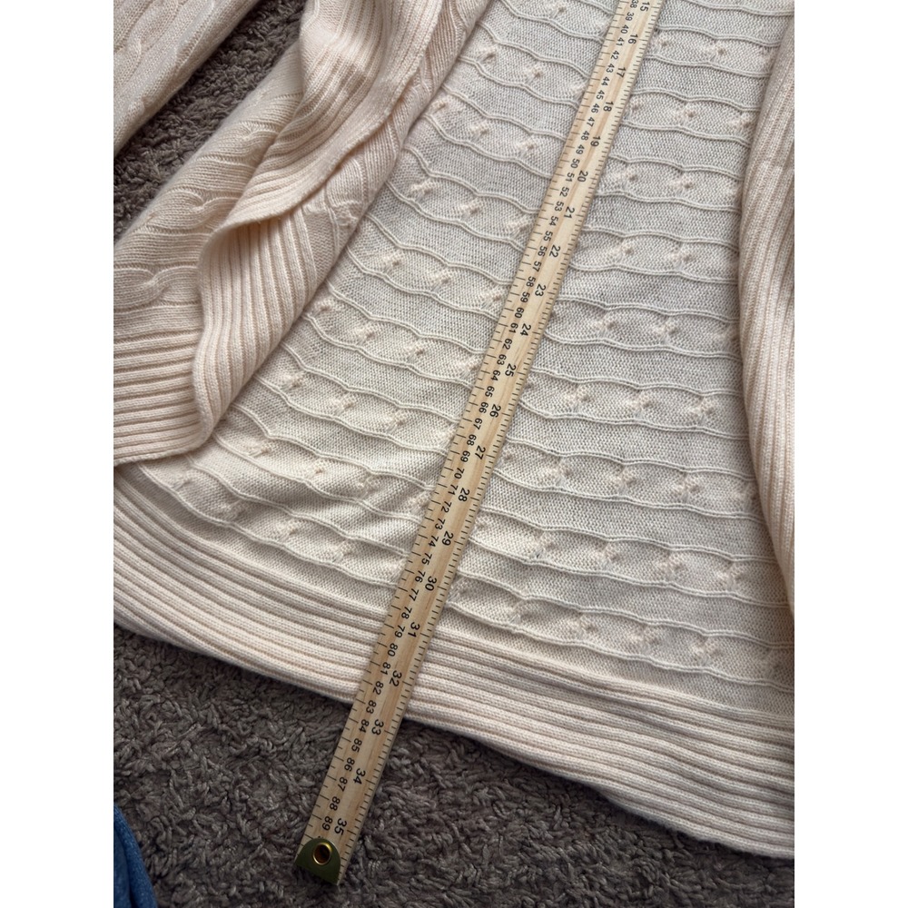 Ralph Lauren 100% Cashmere Cream Knit Open Front Cardigan Sweater Fisherman - Picture 2 of 5